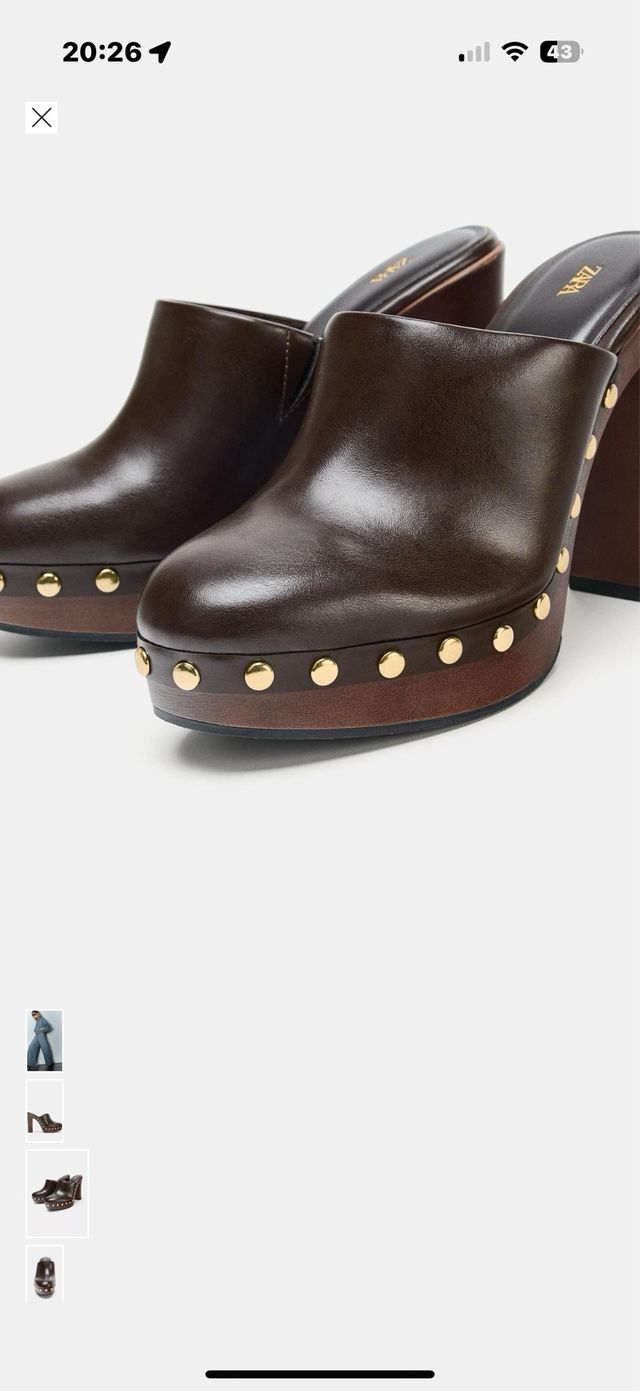 Zuecos tacón Zara marrones talla 38. Tacón 12cm