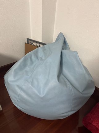 Puf sillón azul polipiel