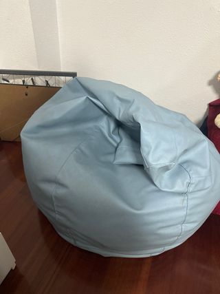 Puf sillón azul polipiel