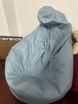 Puf sillón azul polipiel