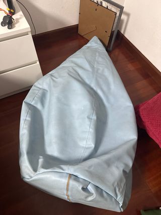 Puf sillón azul polipiel