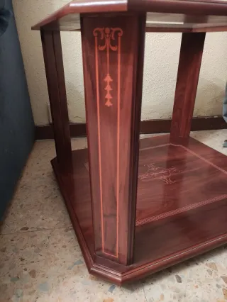 Mesa de centro cristal y madera 55x55cm