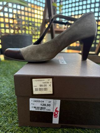 Zapatos Camila's T-Strap Beige y Marrón