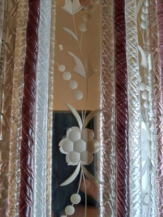 Espejo Antiguo Murano Cristal Morado Transparente