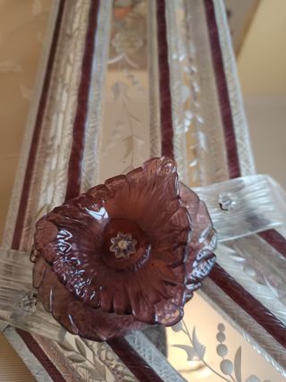 Espejo Antiguo Murano Cristal Morado Transparente