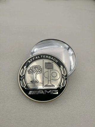 EMBLEMA LOGO CAPOT MERCEDES BENZ AMG PLATA 56 mm