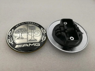 EMBLEMA LOGO CAPOT MERCEDES BENZ AMG PLATA 56 mm