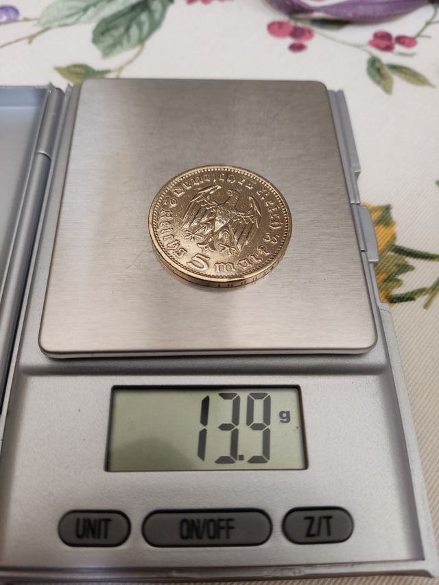 Moneda de oro y plata 5 Reichsmark 1935 Nazis