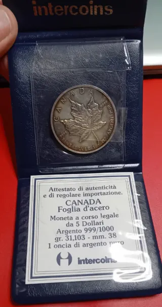 5 Dollari Canadesi 1988 foglia d 'acero argento999