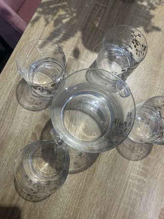 Set 4 Vasos y Cubitera Lago Diseño Floral