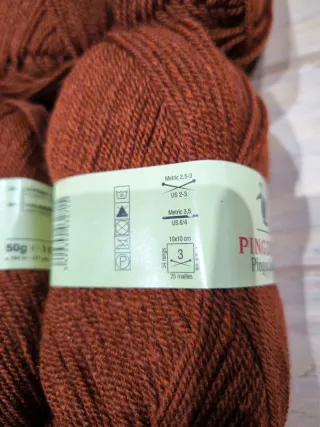 10 ovillos lana Pingouin color teja