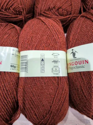 10 ovillos lana Pingouin color teja