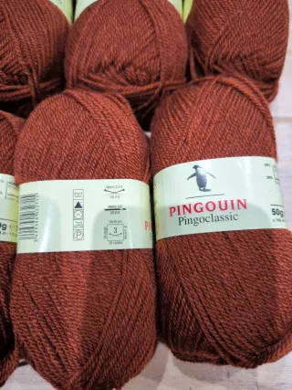 10 ovillos lana Pingouin color teja