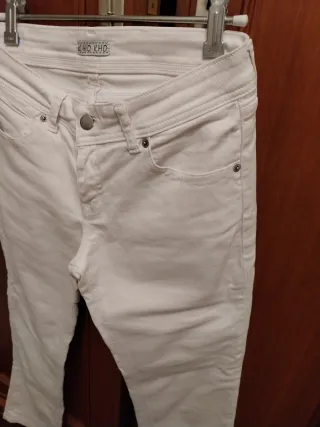 Pantalón vaquero blanco recto 5 bolsillos