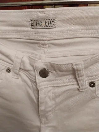 Pantalón vaquero blanco recto 5 bolsillos