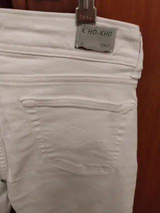 Pantalón vaquero blanco recto 5 bolsillos