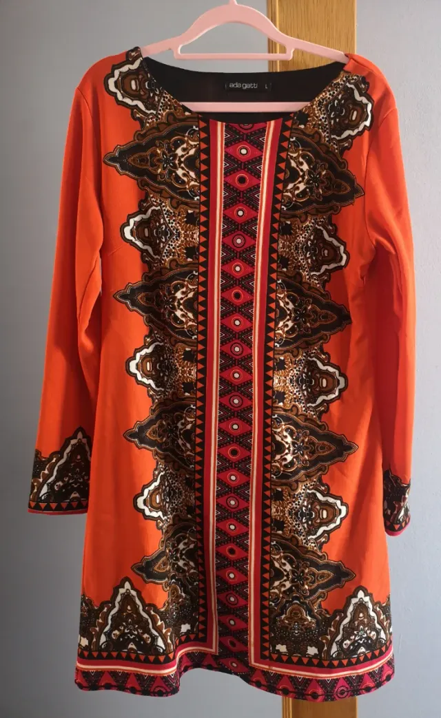 Vestido Ada Gatti Naranja Estampado