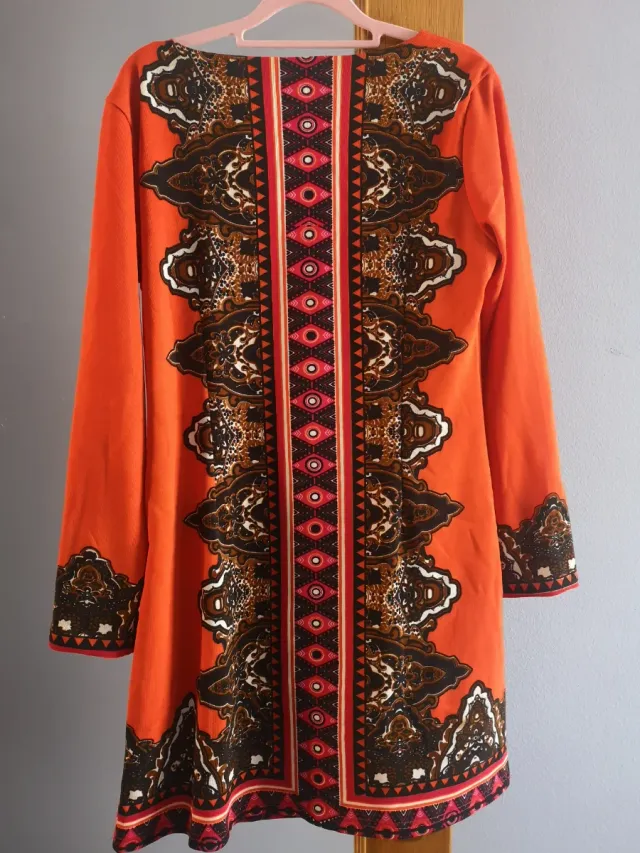 Vestido Ada Gatti Naranja Estampado