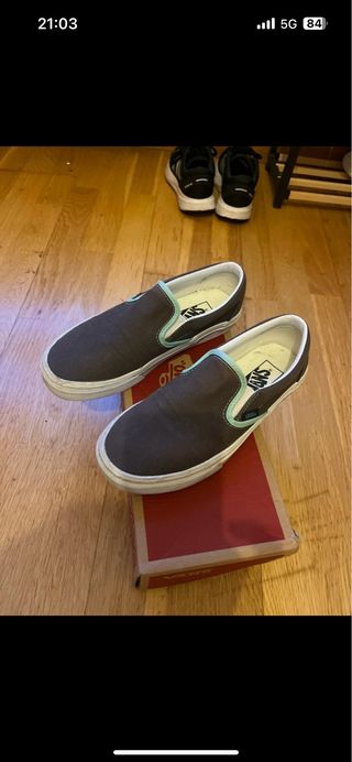 Zapatillas Vans Slip-On Gris y Turquesa