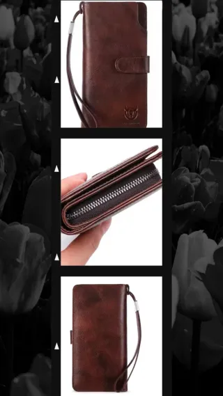 Billetera larga en piel, bullcaptain.