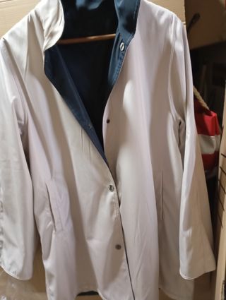 Gabardina Reversible Mujer Beige/Azul