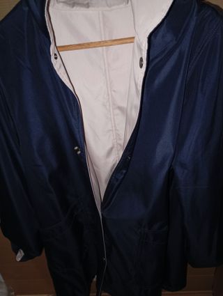 Gabardina Reversible Mujer Beige/Azul