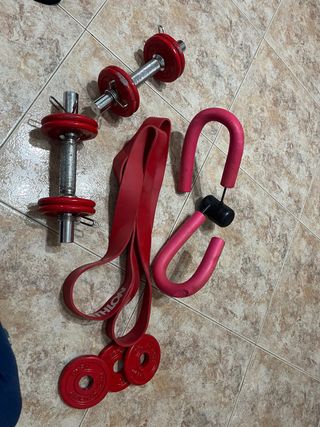 Kit Mancuernas y Bandas Elásticas Rojas