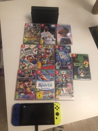 Nintendo Switch Azul/Amarillo + 10 juegos
