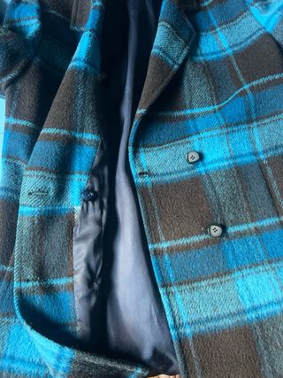 Chaqueta lana cuadros T46 hecha a mano ÚNICA