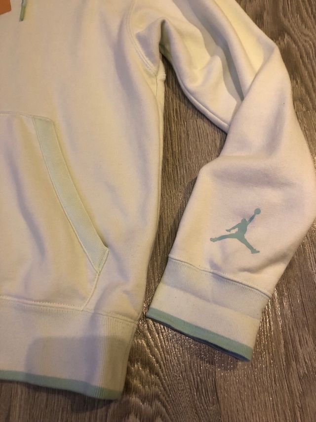 Sudadera Jordan Niño Talla S Blanca y Turquesa