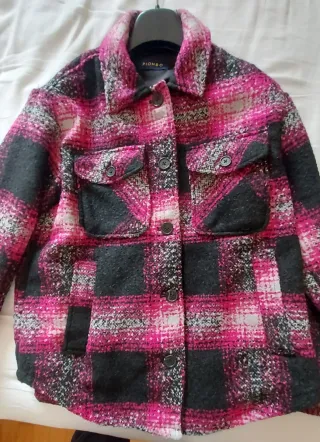 Giacca a quadri rosa e nera