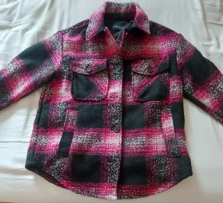 Giacca a quadri rosa e nera