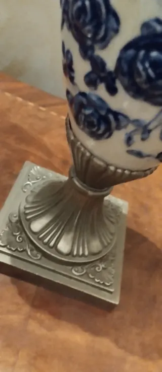 Portacandele in ceramica e metallo vintage