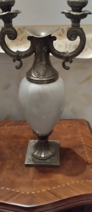 Portacandele in ceramica e metallo vintage