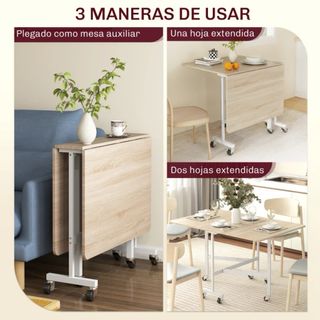 Mesa comedor plegable con ruedas