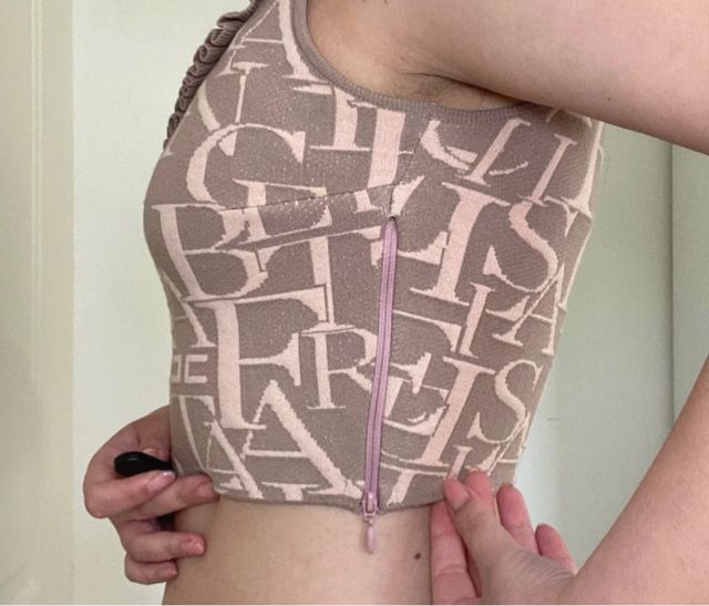 Elisabetta Franchi crop top logo rosa