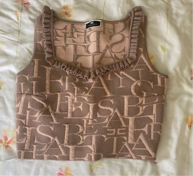 Elisabetta Franchi crop top logo rosa