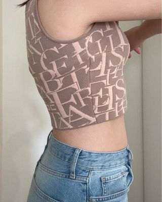 Elisabetta Franchi crop top logo rosa