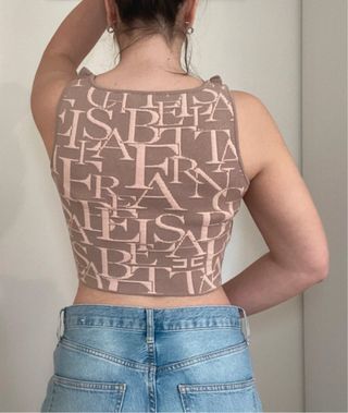 Elisabetta Franchi crop top logo rosa