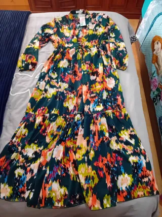 Vestido largo estampado multicolor