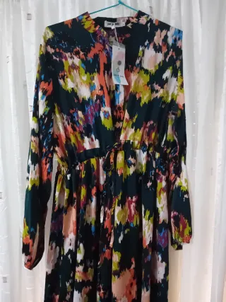 Vestido largo estampado multicolor