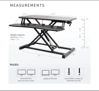 Mesa elevadora escritorio 80cm ajustable