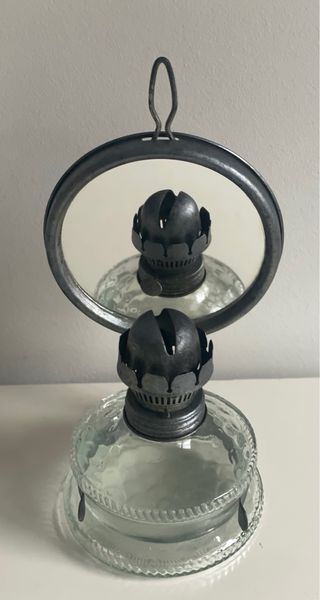 Lámpara Aceite Antigua con Espejo