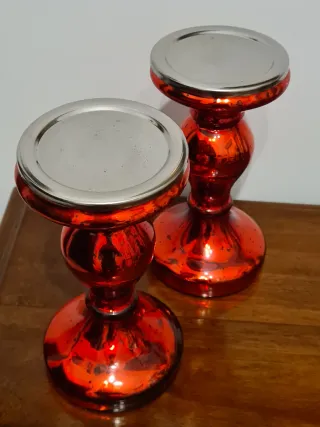 Coppia portacandele in metallo