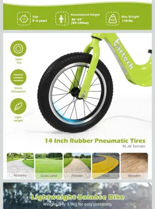 Bicicleta evolutiva sin pedales verde Birtech 14"