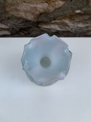 Vaso vintage vetro verde e bianco