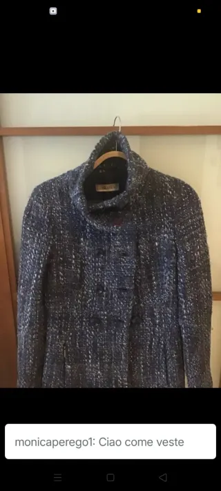 Cappotto tessuto bouclé blu