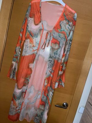 Kimono largo estampado manga acampanada