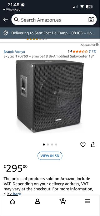 Subwoofer Vonyx Skytec 170760 18