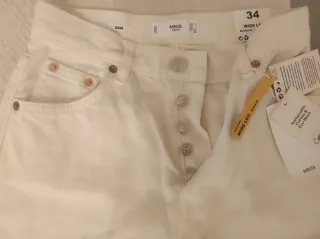 Pantalón vaquero Mango beige / blanco Talla 34